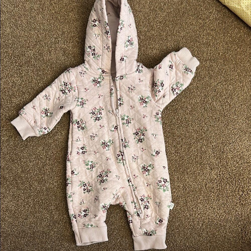 Carter's Pink and Green Hooded Footie Jacket